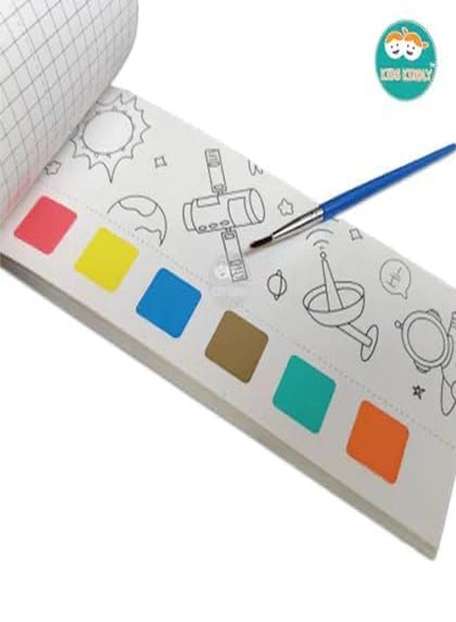 G.FIDEL دفتر رسم بالألوان المائية للأطفال من جي. فيدل، موضوع الفضاء، ٢٠ صفحة وفرشتا رسم - Image 3